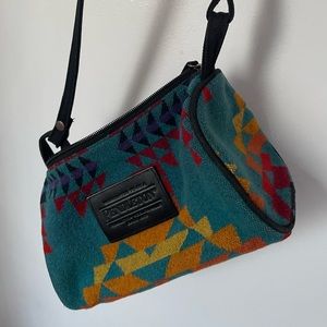 Pendleton wool teal orange yellow crossbody purse